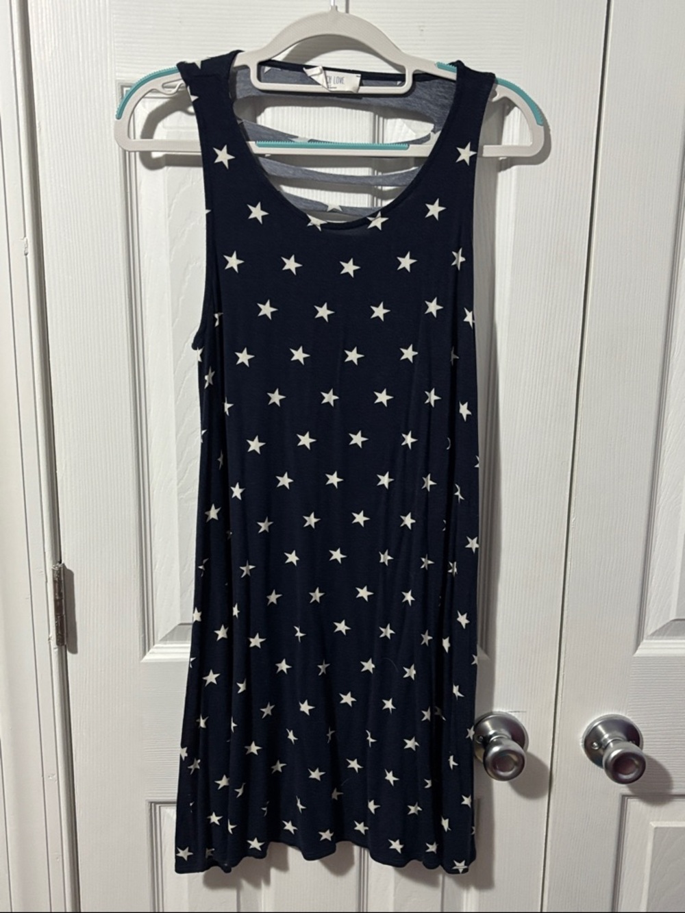 Peach Love California Navy Star Print Swing Dress
